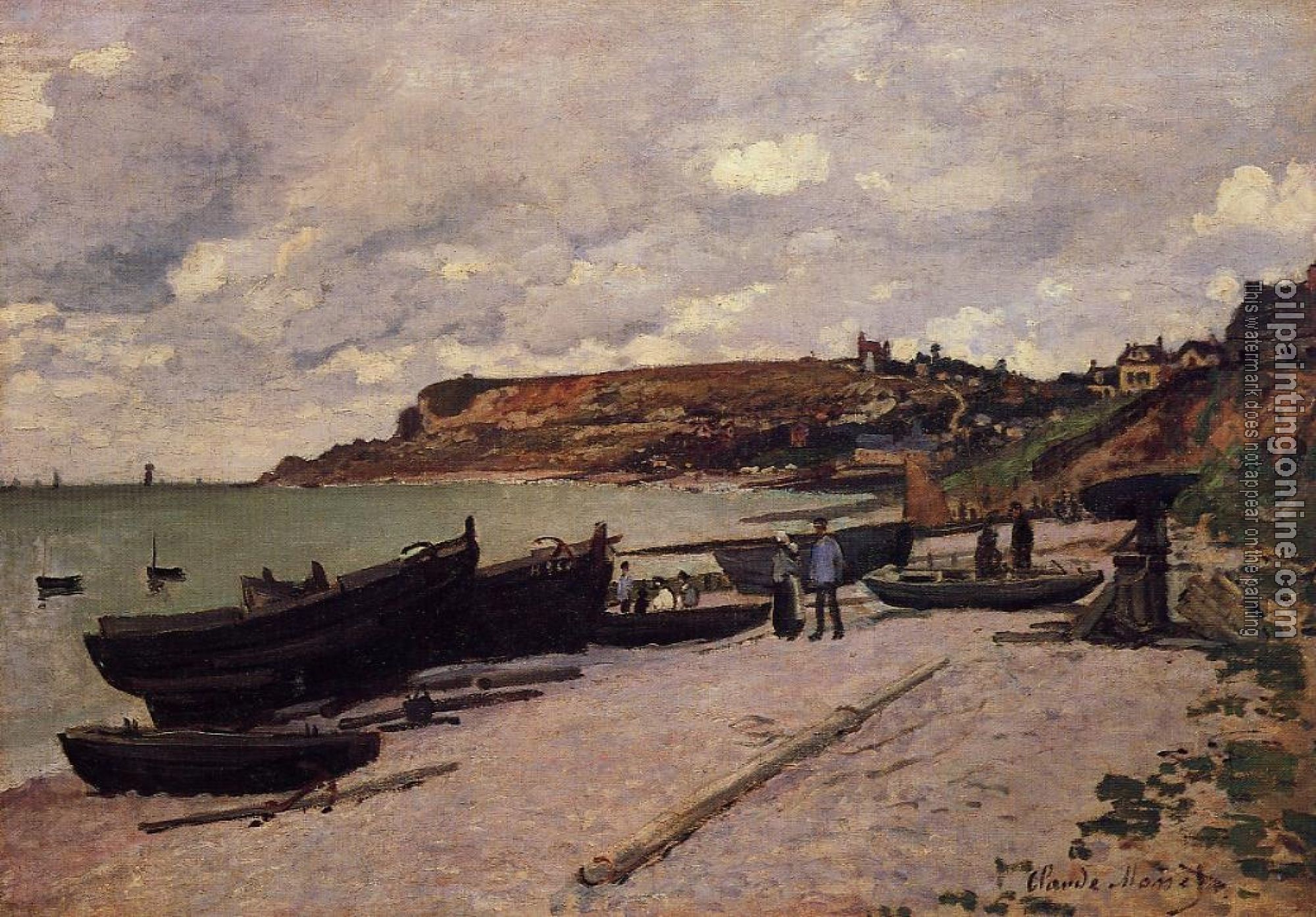 Monet, Claude Oscar - Sainte-Adresse, Fishing Boats on the Shore